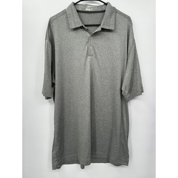 Nike Golf Sport Dri-Fit Heather‎ Polo Shirt Heather Grey XL With Company Logo - Picture 1 of 7